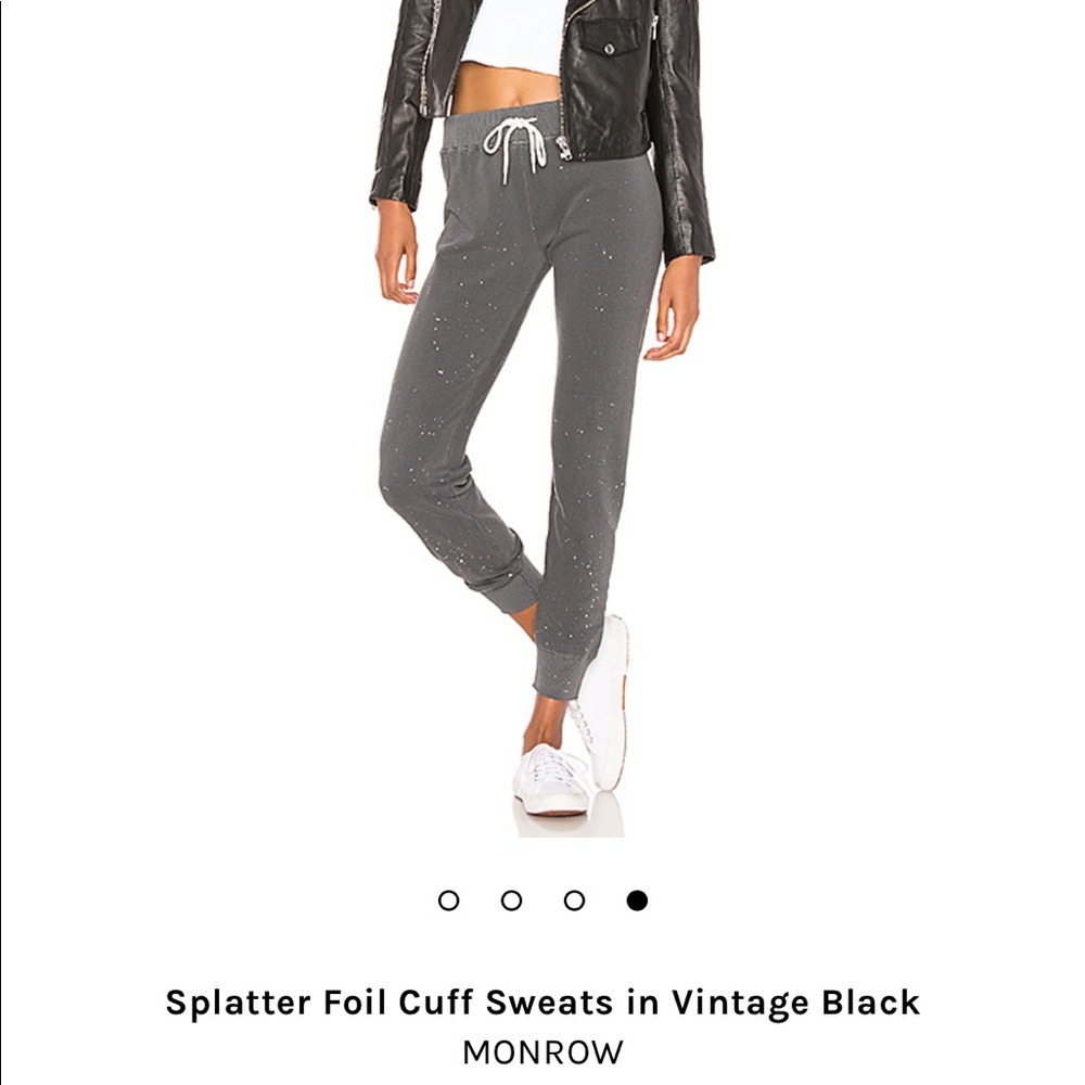 Monrow Sweatpants Vintage Black Foil Splatter Lg